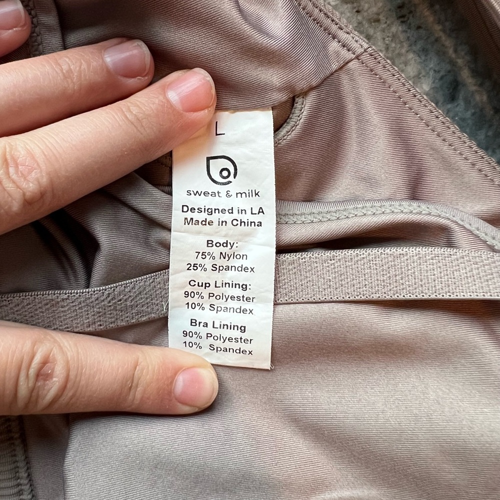 Sweat and Milk Chloe 4 Running Nursing & Pumping Sports Bra (Ribbed Chai) size L - Picture 5 of 10
